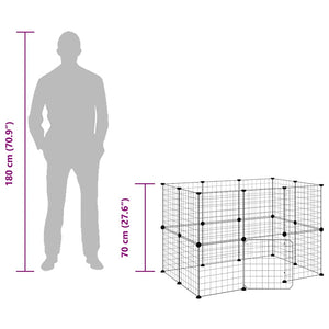 Gabbia per Animali 20 Pannelli con Porta Nera 35x35 cm Acciaio 3114037