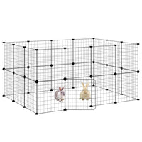 Gabbia per Animali 28 Pannelli con Porta Nero 35x35 cm Acciaio 3114038