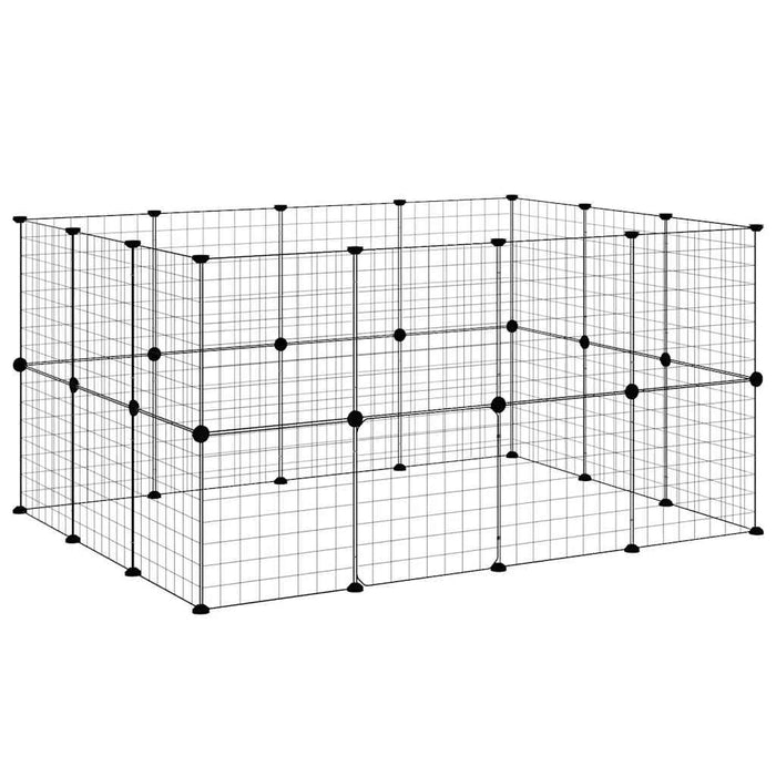 Gabbia per Animali 28 Pannelli con Porta Nero 35x35 cm Acciaio 3114038