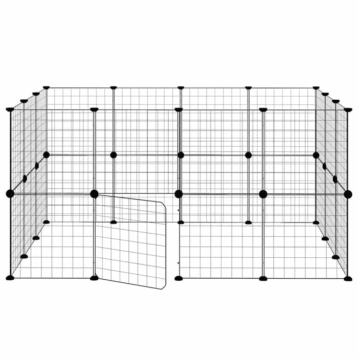 Gabbia per Animali 28 Pannelli con Porta Nero 35x35 cm Acciaio 3114038