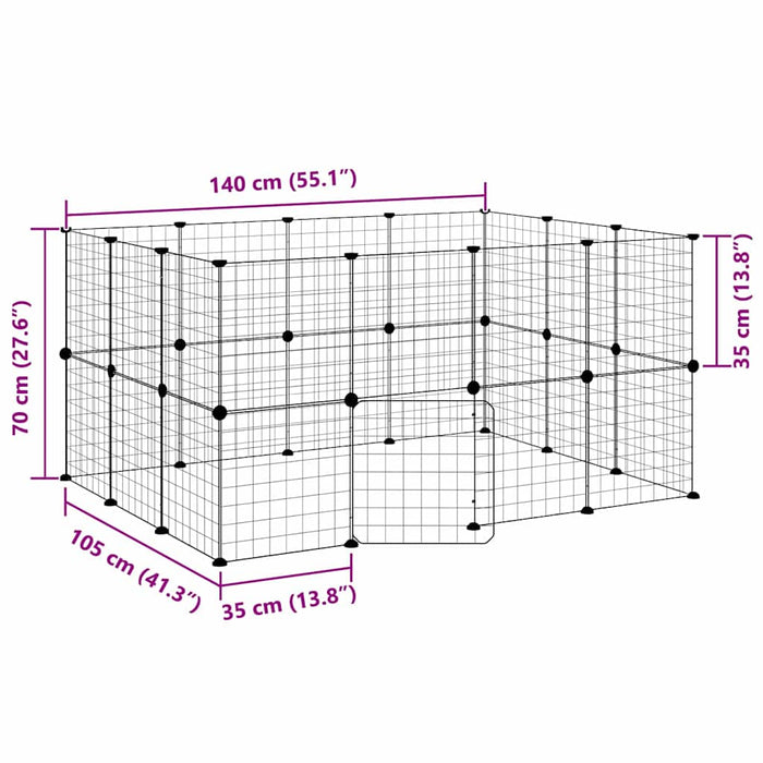 Gabbia per Animali 28 Pannelli con Porta Nero 35x35 cm Acciaio 3114038