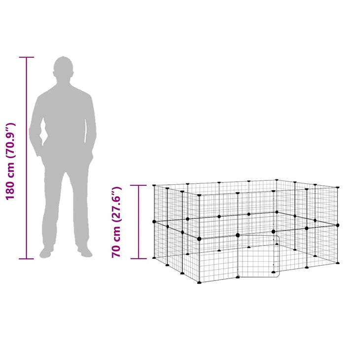Gabbia per Animali 28 Pannelli con Porta Nero 35x35 cm Acciaio 3114038