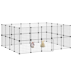 Gabbia per Animali 36 Pannelli con Porta Nera 35x35 cm Acciaio 3114039