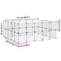 Gabbia per Animali 36 Pannelli con Porta Nera 35x35 cm Acciaio 3114039