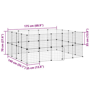 Gabbia per Animali 36 Pannelli con Porta Nera 35x35 cm Acciaio 3114039