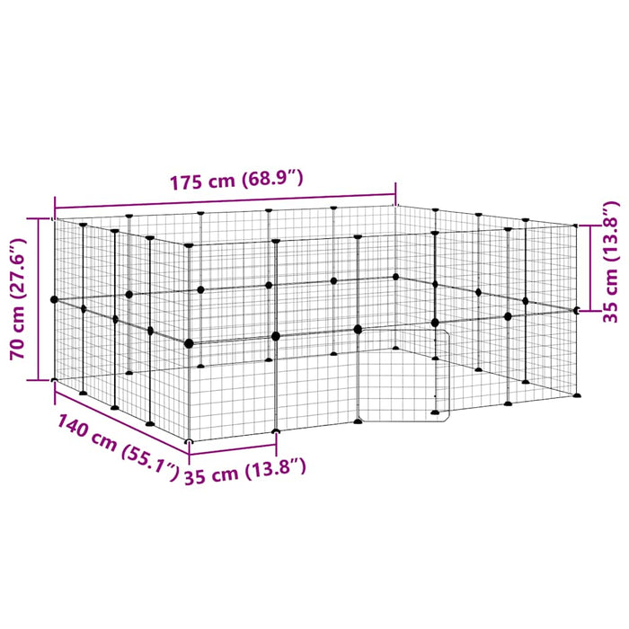 Gabbia per Animali 36 Pannelli con Porta Nera 35x35 cm Acciaio 3114039
