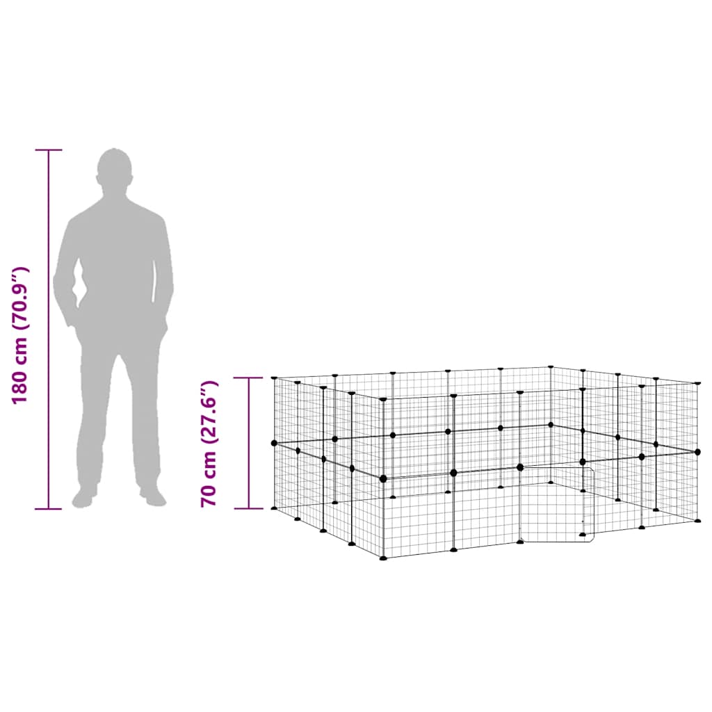 Gabbia per Animali 36 Pannelli con Porta Nera 35x35 cm Acciaio 3114039