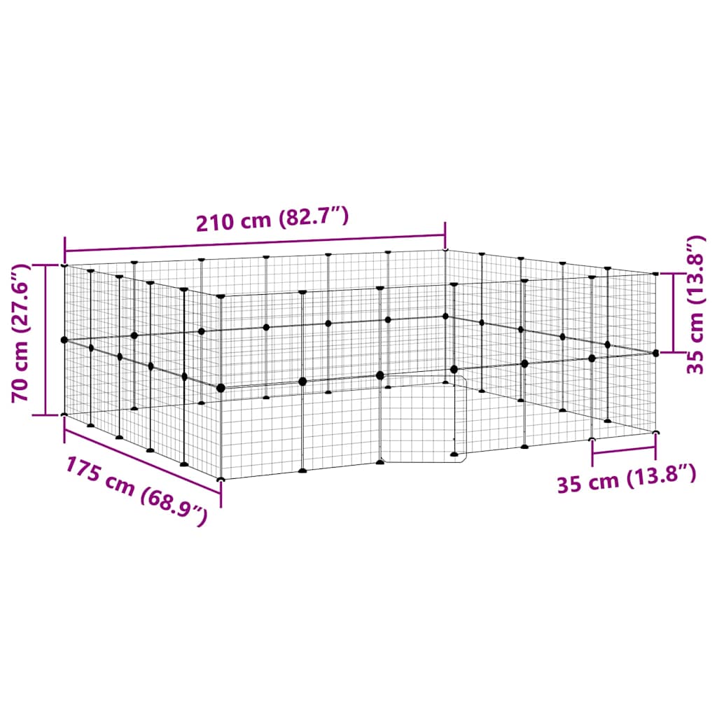 Gabbia per Animali 44 Pannelli con Porta Nera 35x35 cm Acciaio 3114040