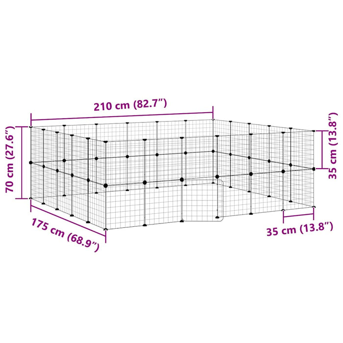 Gabbia per Animali 44 Pannelli con Porta Nera 35x35 cm Acciaio 3114040