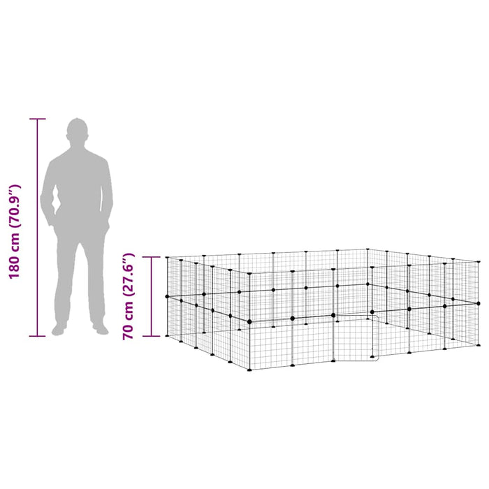 Gabbia per Animali 44 Pannelli con Porta Nera 35x35 cm Acciaio 3114040
