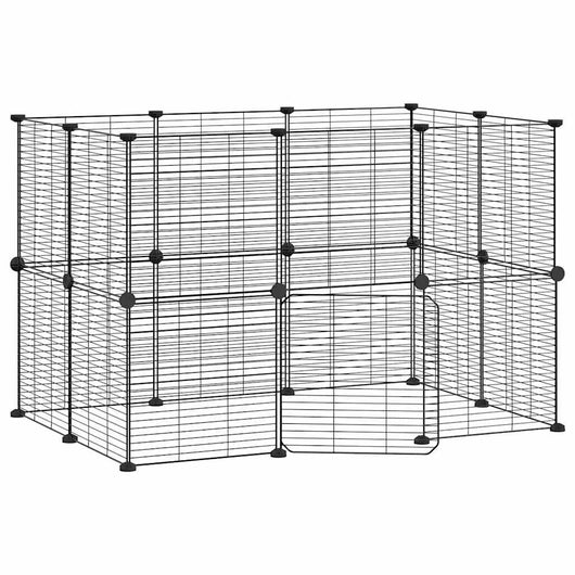 Gabbia per Animali 20 Pannelli con Porta Nera 35x35 cm Acciaio cod mxl 53888