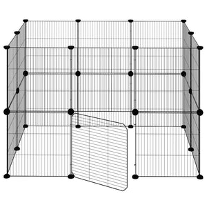 Gabbia per Animali 20 Pannelli con Porta Nera 35x35 cm Acciaio 3114043