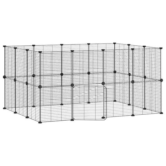Gabbia per animali con 28 pannelli e porta 35 x 35 cm nera 02_0041574