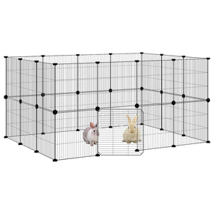 Gabbia per Animali 28 Pannelli con Porta Nero 35x35 cm Acciaio 3114044