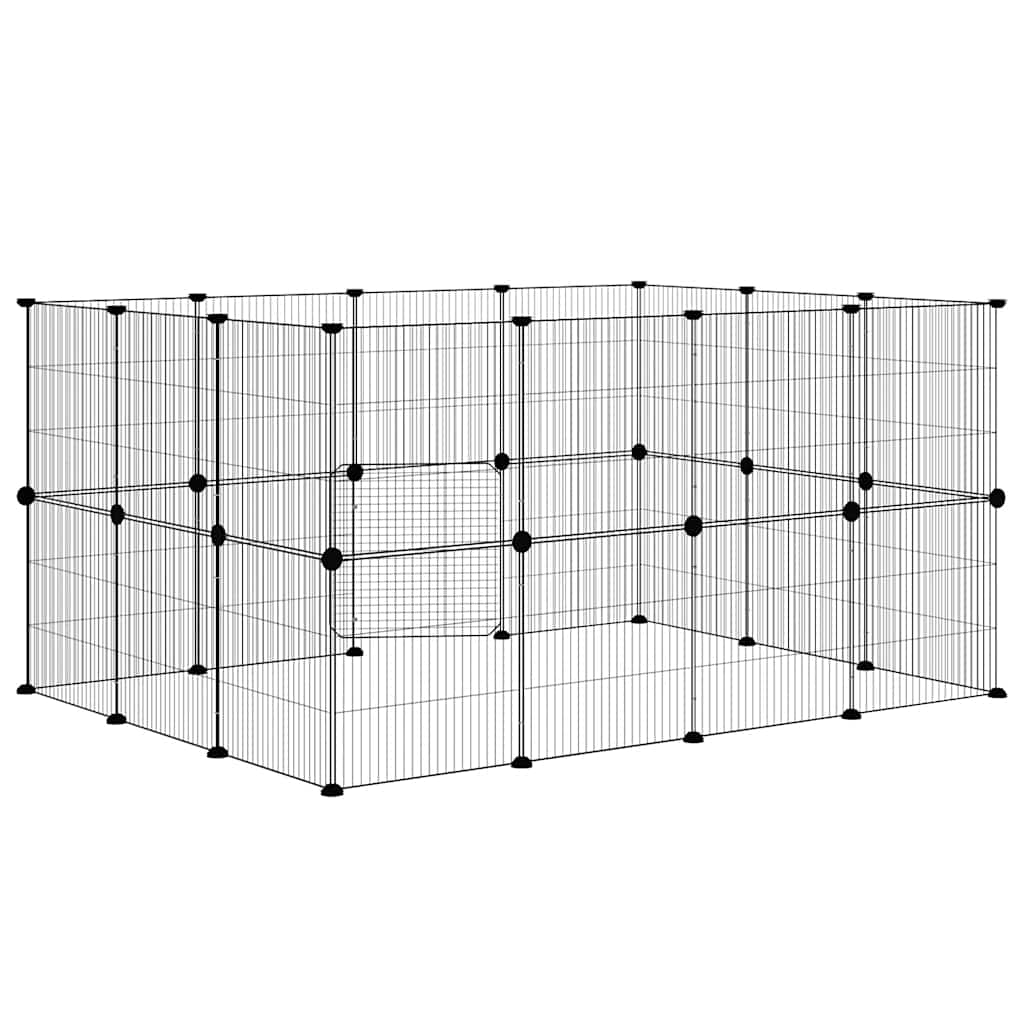 Gabbia per Animali 28 Pannelli con Porta Nero 35x35 cm Acciaio 3114044