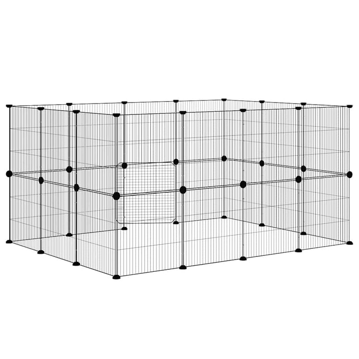Gabbia per Animali 28 Pannelli con Porta Nero 35x35 cm Acciaio 3114044
