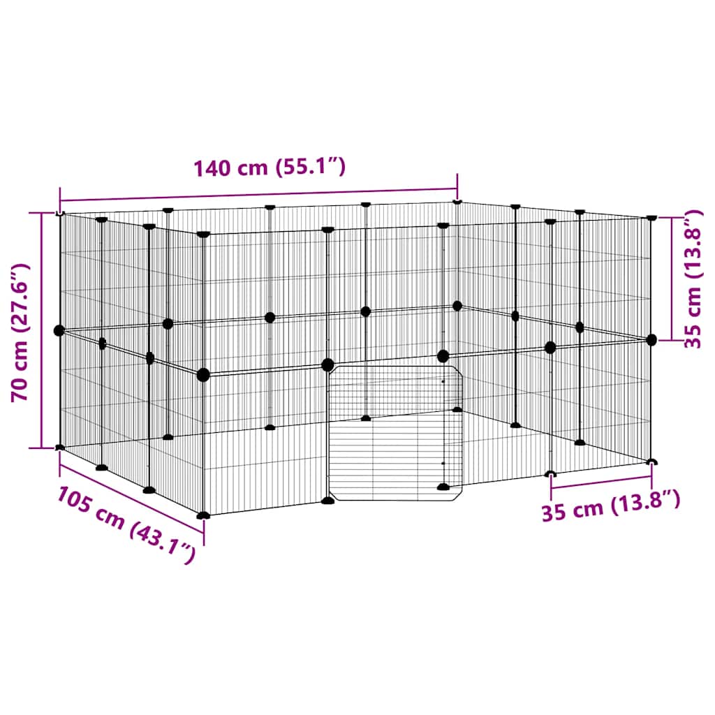 Gabbia per Animali 28 Pannelli con Porta Nero 35x35 cm Acciaio 3114044