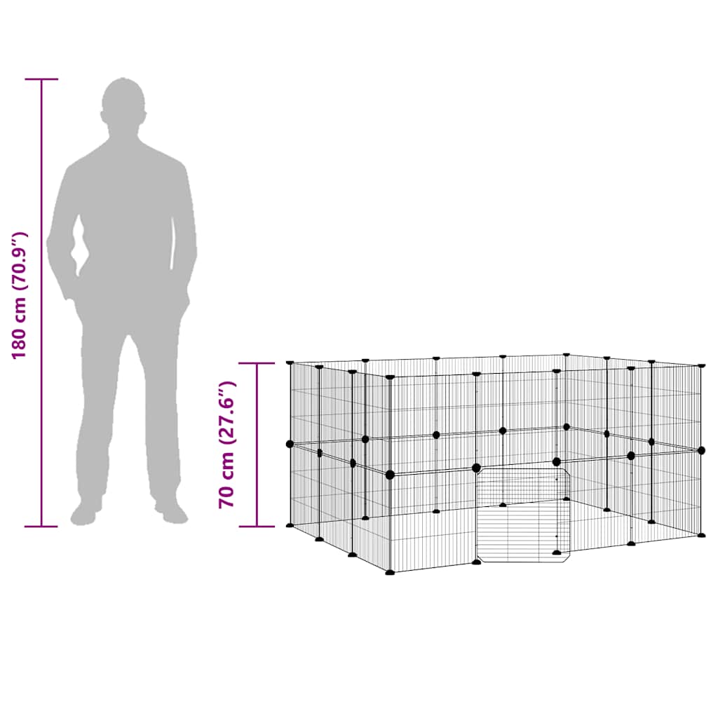 Gabbia per Animali 28 Pannelli con Porta Nero 35x35 cm Acciaio 3114044