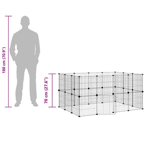 Gabbia per Animali 28 Pannelli con Porta Nero 35x35 cm Acciaio 3114044