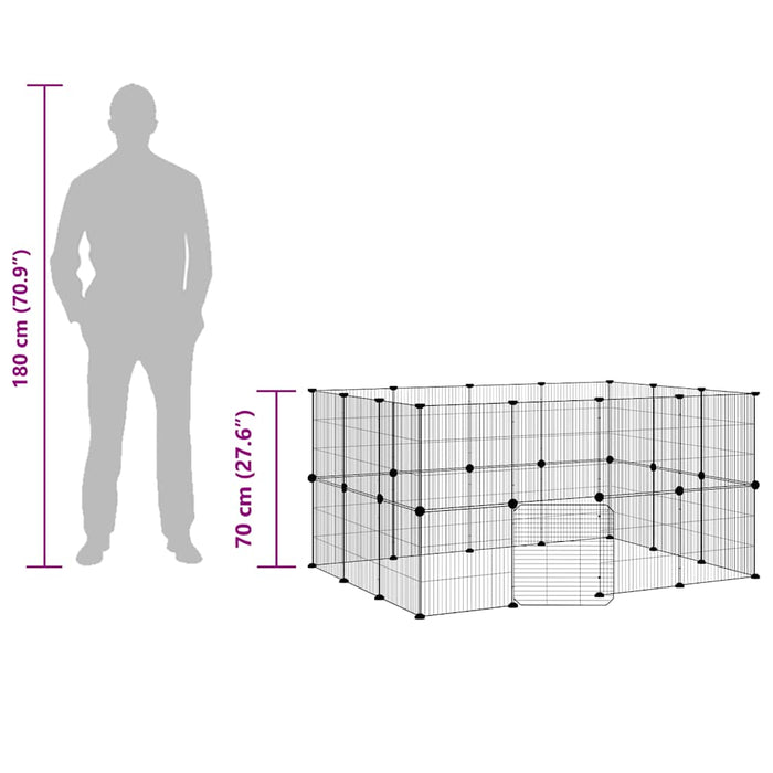 Gabbia per Animali 28 Pannelli con Porta Nero 35x35 cm Acciaio 3114044