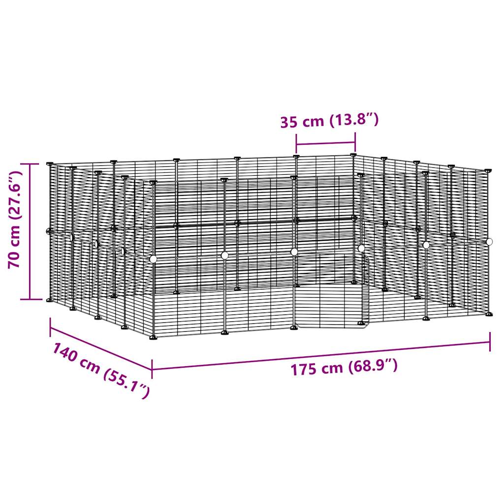 Gabbia per animali con 36 pannelli e porta 35 x 35 cm nera 02_0041578