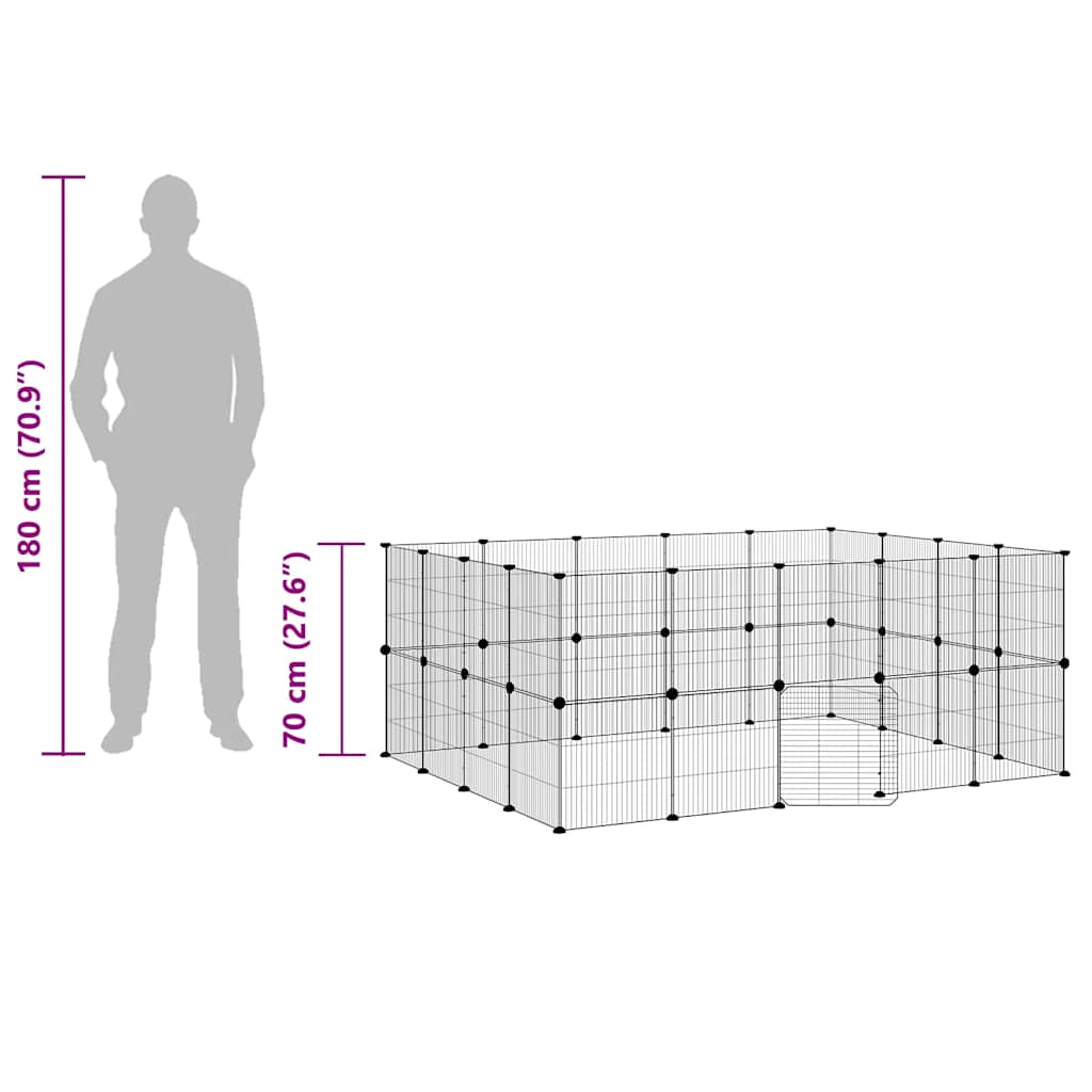 Gabbia per Animali 36 Pannelli con Porta Nera 35x35 cm Acciaio 3114045