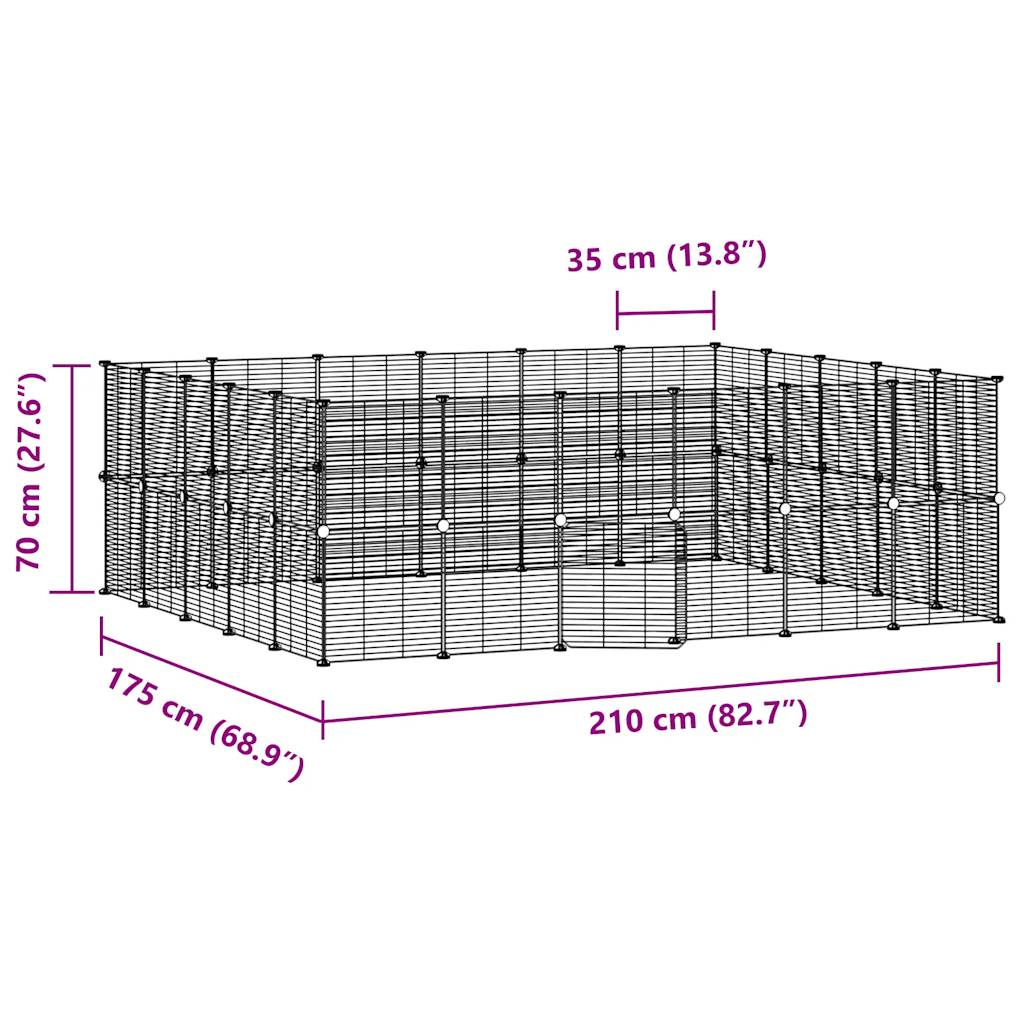 Gabbia per animali con 44 pannelli e porta 35 x 35 cm nera 02_0041584