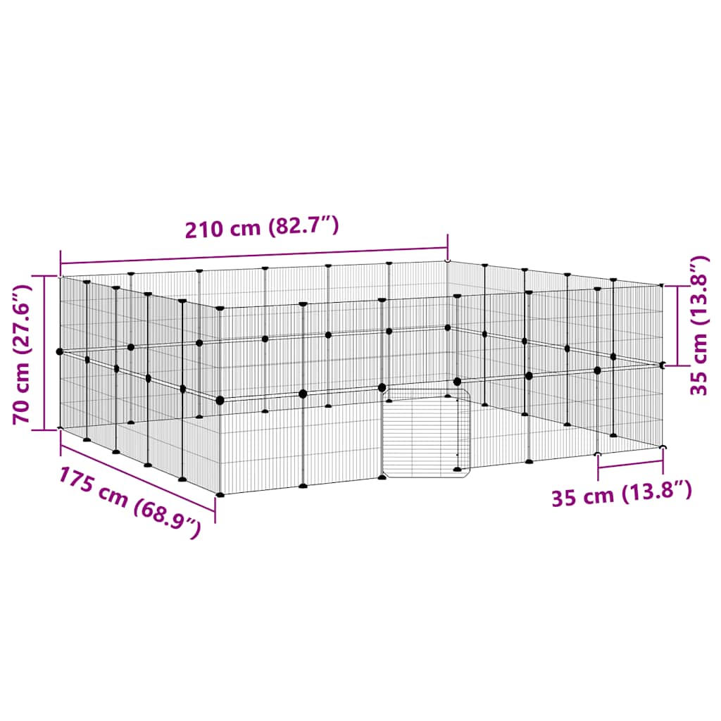 Gabbia per Animali 44 Pannelli con Porta Nera 35x35 cm Acciaio 3114046
