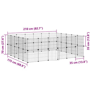 Gabbia per Animali 44 Pannelli con Porta Nera 35x35 cm Acciaio 3114046