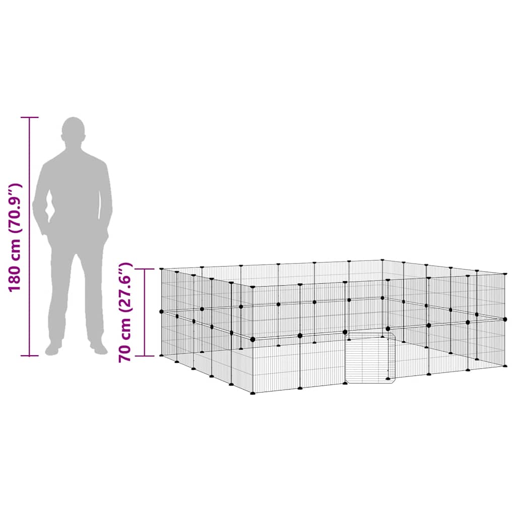 Gabbia per Animali 44 Pannelli con Porta Nera 35x35 cm Acciaio 3114046