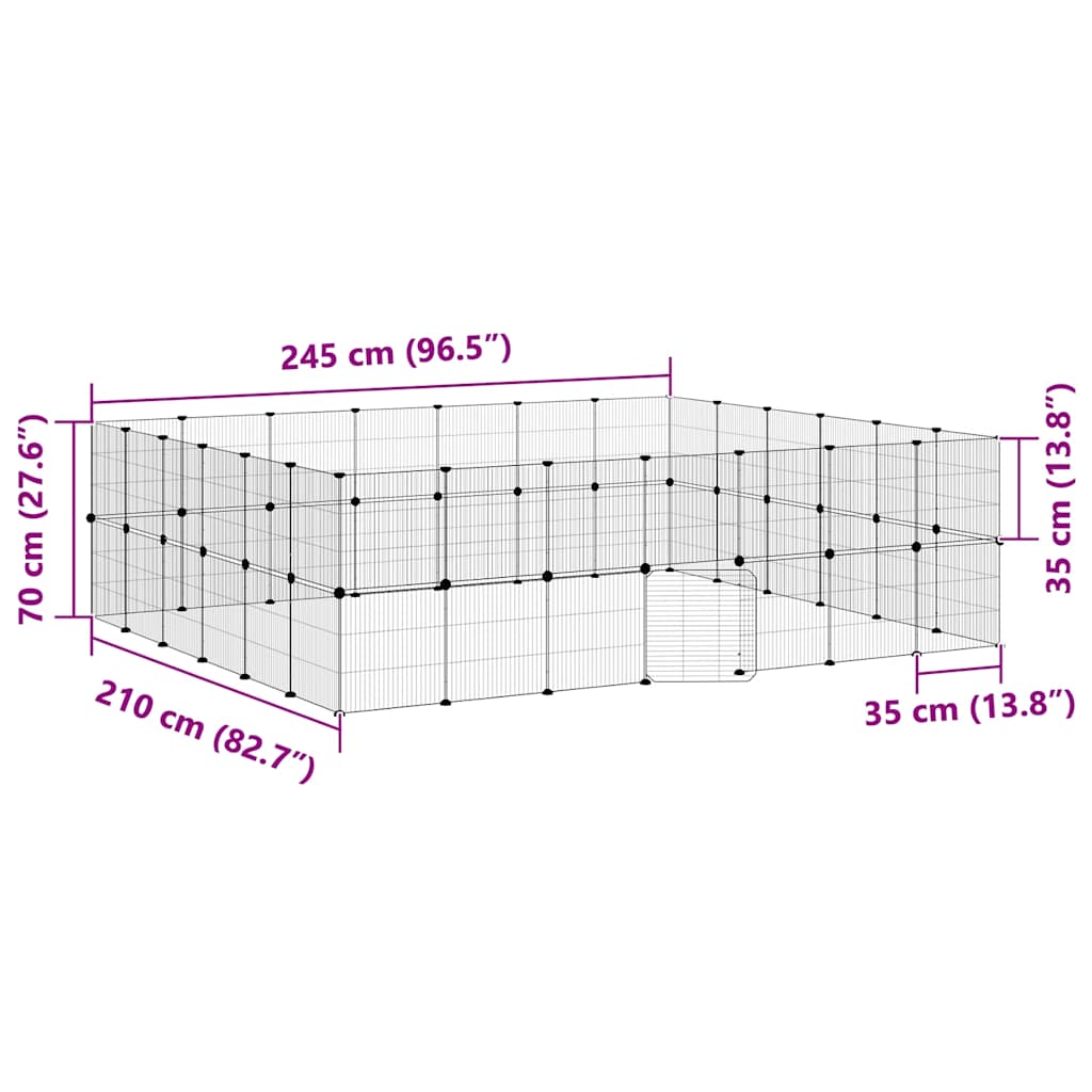 Gabbia per Animali 52 Pannelli con Porta Nero 35x35 cm Acciaio 3114047