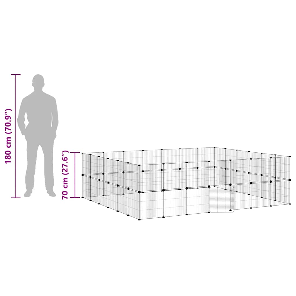 Gabbia per Animali 52 Pannelli con Porta Nero 35x35 cm Acciaio 3114047