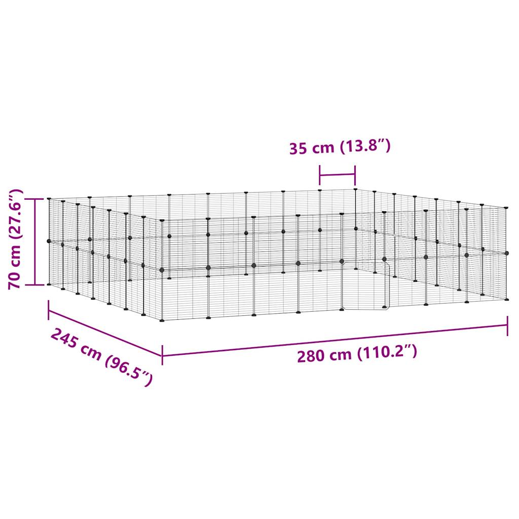Gabbia per Animali 60 Pannelli con Porta Nera 35x35 cm Acciaio cod mxl 54359