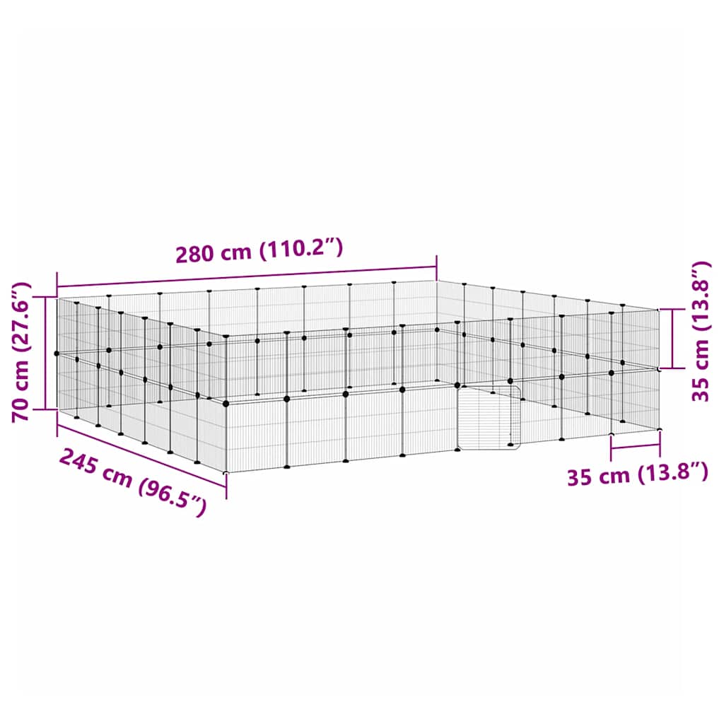 Gabbia per Animali 60 Pannelli con Porta Nera 35x35 cm Acciaio 3114048