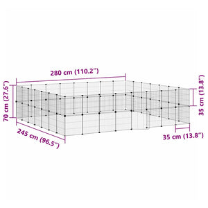 Gabbia per Animali 60 Pannelli con Porta Nera 35x35 cm Acciaio 3114048