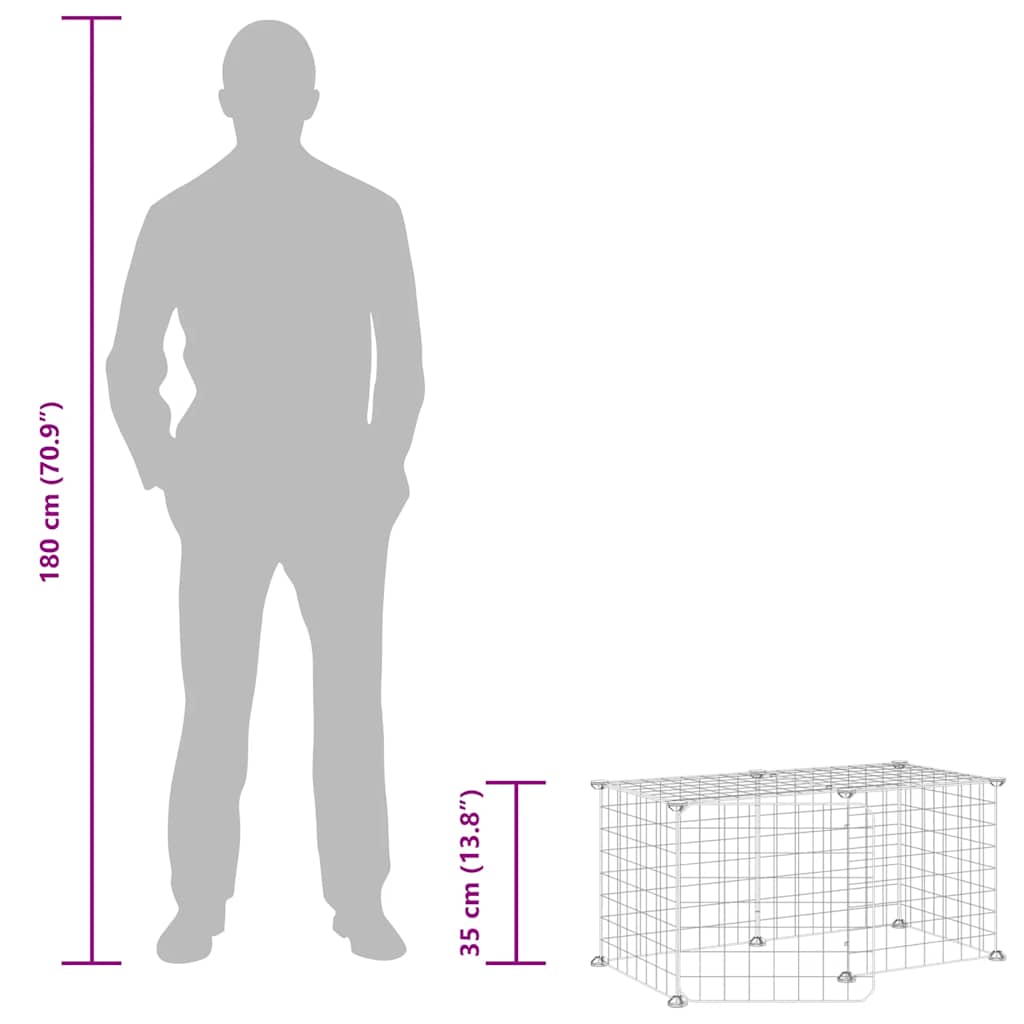 Gabbia per Animali 8 Pannelli con Porta Nero 35x35 cm Acciaio 3114050