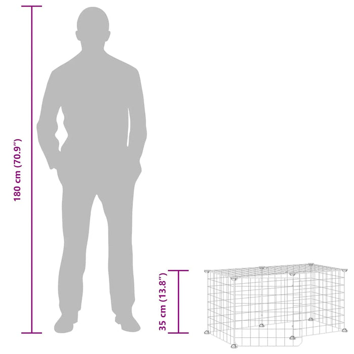 Gabbia per Animali 8 Pannelli con Porta Nero 35x35 cm Acciaio 3114050
