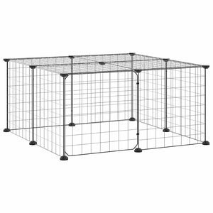 Gabbia per Animali 12 Pannelli con Porta Nero 35x35 cm Acciaio 3114051