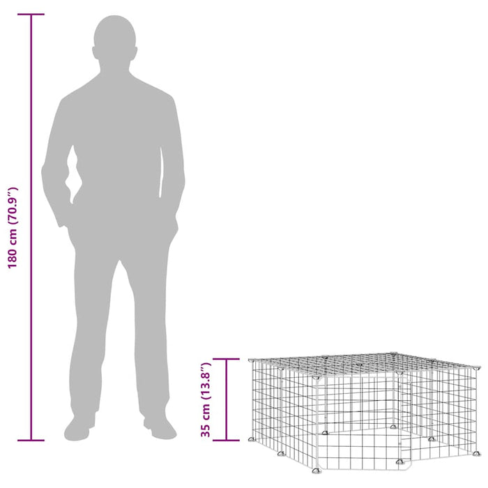 Gabbia per Animali 12 Pannelli con Porta Nero 35x35 cm Acciaio 3114051