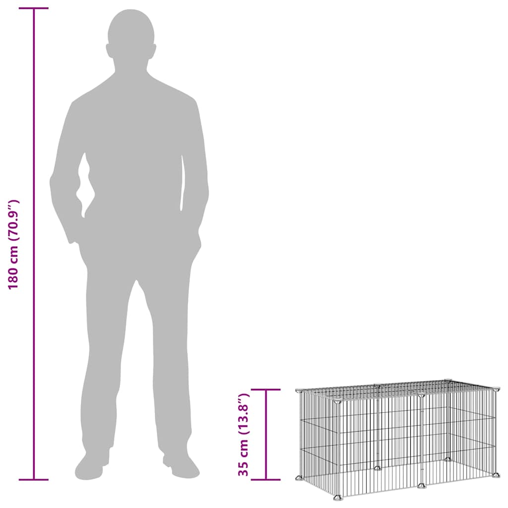Gabbia per Animali Domestici 8 Pannelli Nero 35x35 cm Acciaio 3114052