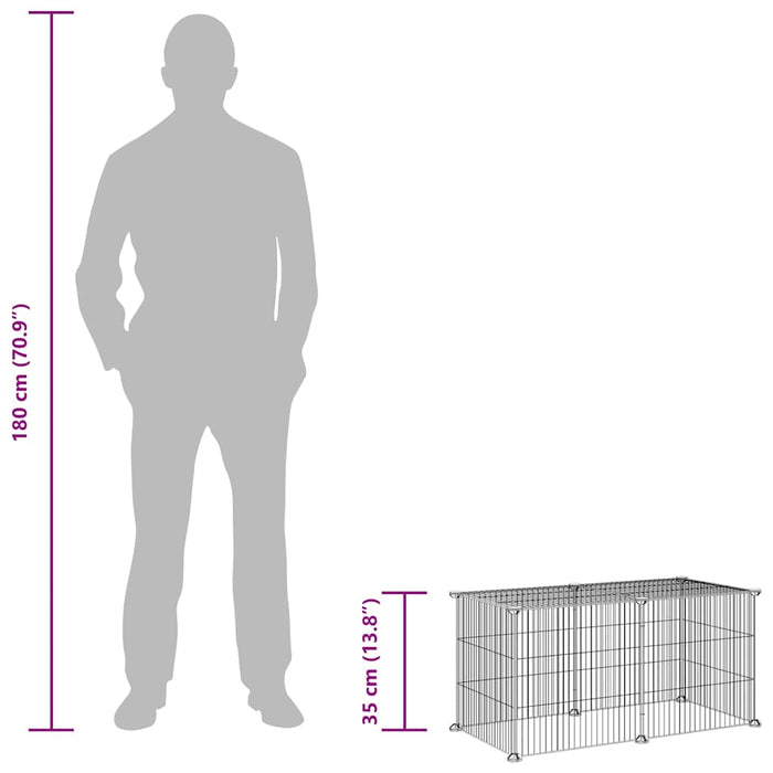 Gabbia per Animali Domestici 8 Pannelli Nero 35x35 cm Acciaio 3114052