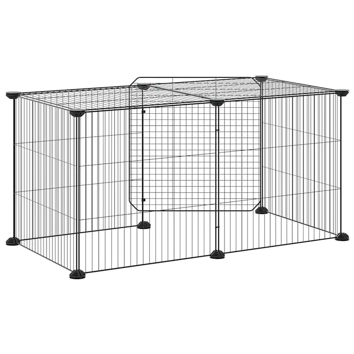 Gabbia per Animali 8 Pannelli con Porta Nero 35x35 cm Acciaio 3114053