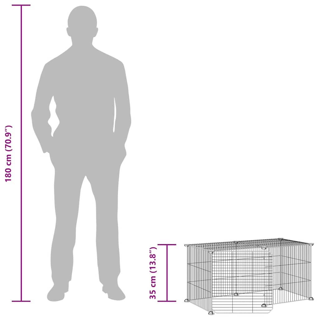 Gabbia per Animali 8 Pannelli con Porta Nero 35x35 cm Acciaio 3114053