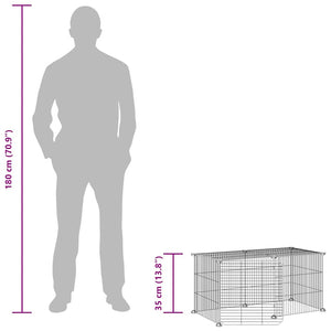 Gabbia per Animali 8 Pannelli con Porta Nero 35x35 cm Acciaio 3114053