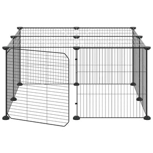 Gabbia per Animali 12 Pannelli con Porta Nero 35x35 cm Acciaio 3114054