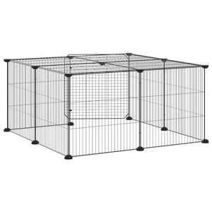 Gabbia per Animali 12 Pannelli con Porta Nero 35x35 cm Acciaio 3114054