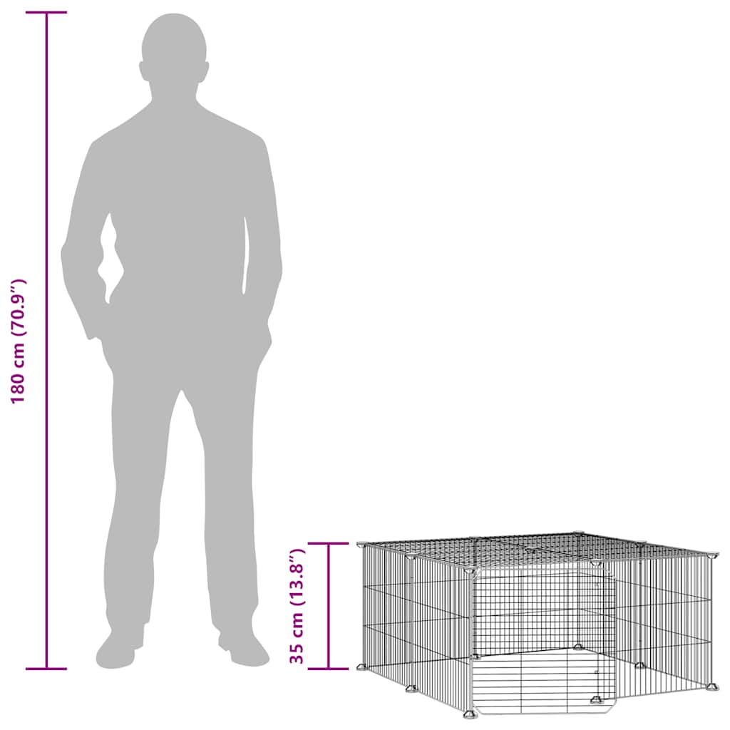 Gabbia per Animali 12 Pannelli con Porta Nero 35x35 cm Acciaio 3114054