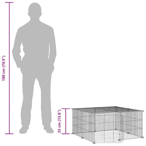 Gabbia per Animali 12 Pannelli con Porta Nero 35x35 cm Acciaio 3114054