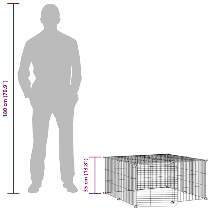 Gabbia per Animali 12 Pannelli con Porta Nero 35x35 cm Acciaio 3114054