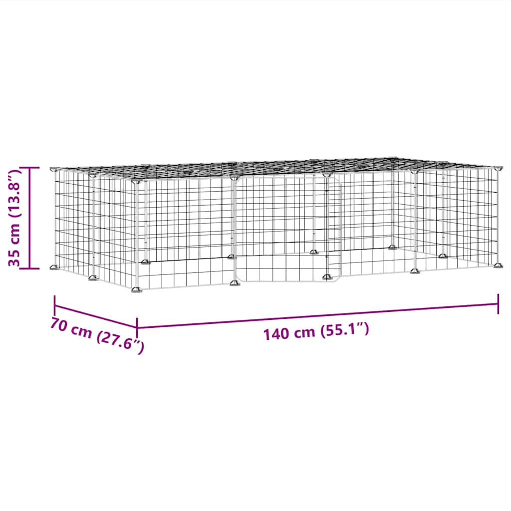 Gabbia per Animali 20 Pannelli con Porta Nera 35x35 cm Acciaio 3114055